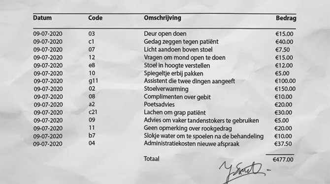 Rekening maakt duidelijk waarom tandartsbezoek zo duur was