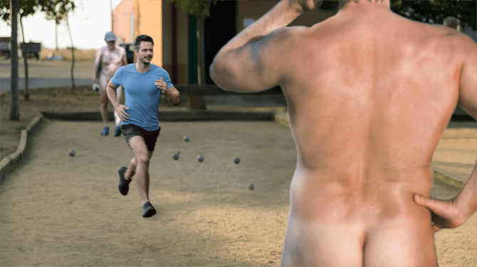 Jeu de Boules toernooi op nudistencamping verstoord door man die in kleding de baan oprent