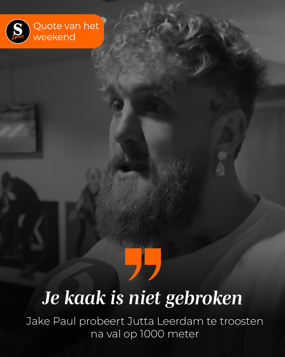 De Speld Sport Quote van het Weekend: Jake Paul probeert Jutta Leerdam te troosten na val op 1000 meter