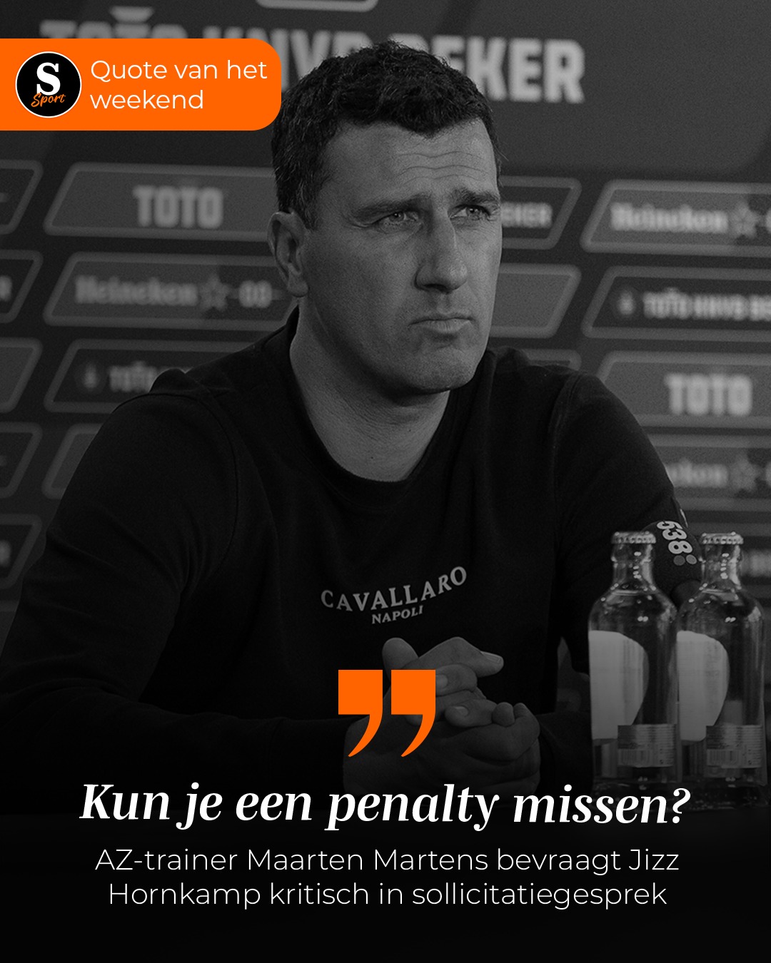 De Speld Sport Quote van het Weekend: AZ-trainer Maarten Martens bevraagt Jizz Hornkamp kritisch in sollicitatiegesprek