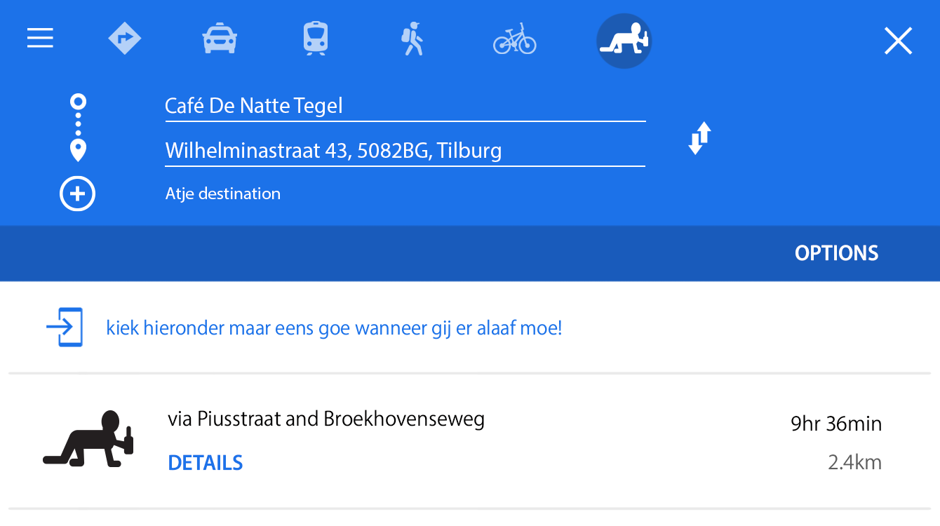 Google Maps introduceert nieuwe optie: kruipend naar huis