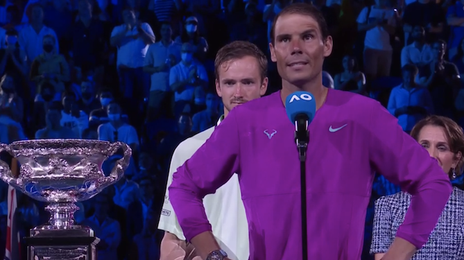 Overwinningsspeech Nadal: ‘Ik wil graag Pfizer bedanken’