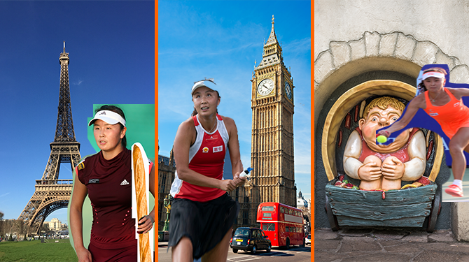 Goed nieuws: Chinese staatszender toont foto’s van gelukkige Peng Shuai voor de Eiffeltoren en de Big Ben