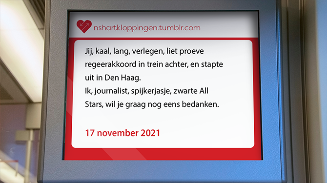 Nieuwe NS Hartkloppingen in trein uit Den Haag