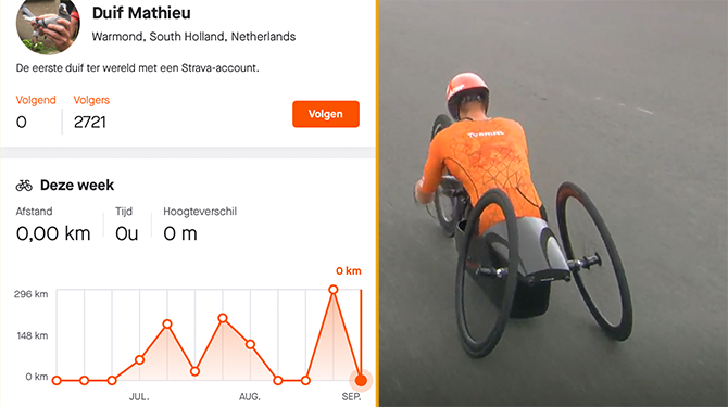 Waarom is er niet meer aandacht voor de Paralympische Spe.. hé, een duif met een Strava-account!