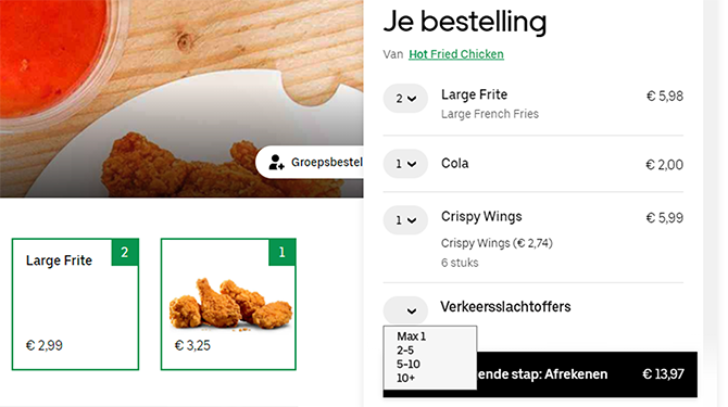 Bij Uber Eats kun je nu kiezen hoeveel verkeersslachtoffers je bij de bezorging van je eten wil