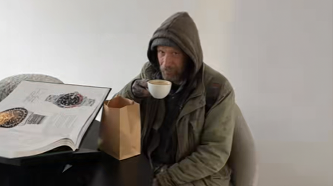 Dakloze man die wordt geholpen is gelukkig AI