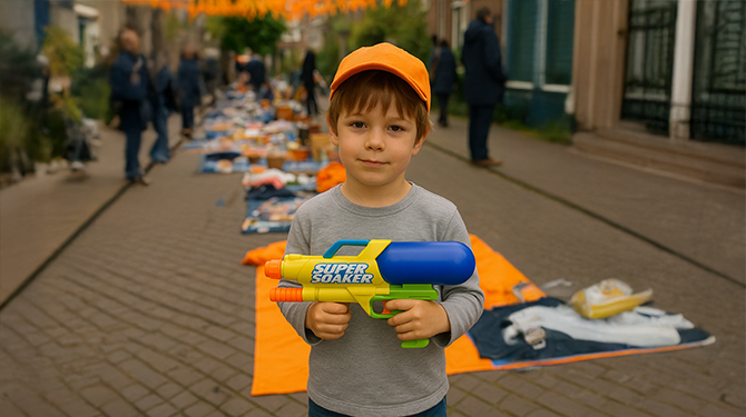 Kevin (8) beweert dat zijn Super Soaker ‘nog van een oud vrouwtje is geweest’