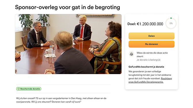 Coalitie zamelt geld in met sponsor-overleg
