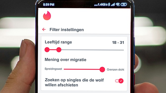 Tinder komt met polariserende filters voor Nederlandse markt