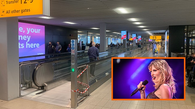 Schiphol renoveert voor 6 miljard: Taylor Swift wordt nieuwe stem van ‘mind your step’