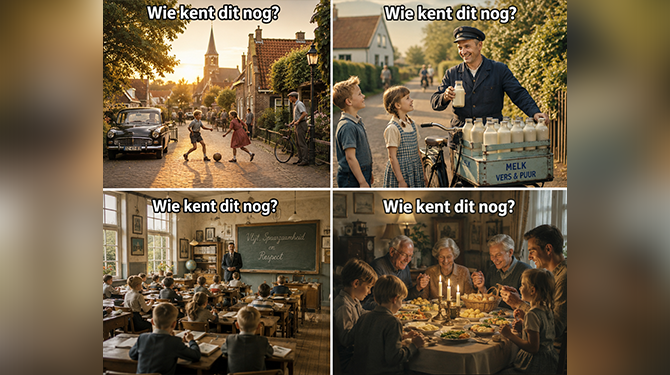 Alle plaatjes in Facebookgroep waarin oude mensen mopperen dat vroeger alles beter was gemaakt door AI