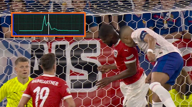 Technologie UEFA bevestigt dat neus van Mbappé geraakt is