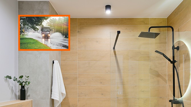 Na het succes van de regendouche: de vrachtwagen-die-door-een-plas-rijdt-douche