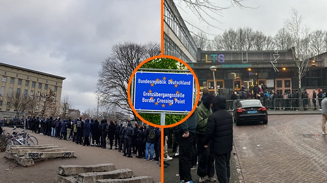 Rijen voor De School en de Berghain hebben elkaar dit weekend gekruist op de grens met Duitsland