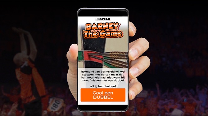 Help jij Barney een dubbel te gooien zodat hij kan stoppen met darten? Speel de game!
