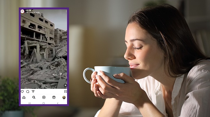 Vrouw heeft geen last meer van FOMO door enkel beelden van oorlogen op Instagram