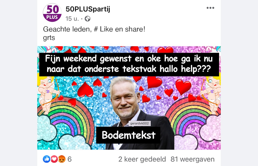 50PLUS hanteert nieuw wapen in strijd om kiezer: glitterplaatjes