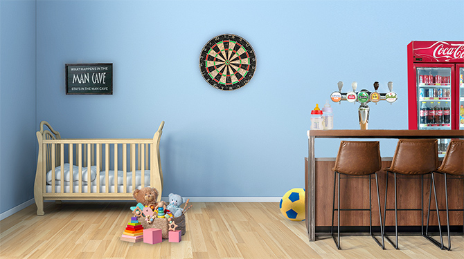 Ouders die zoontje krijgen richten alvast mancave in
