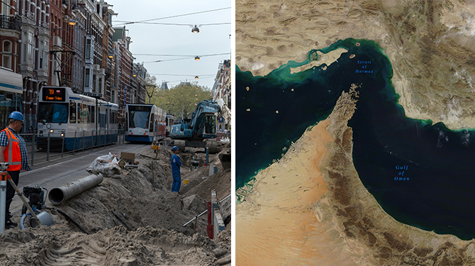 Amsterdammers niet onder de indruk van dubbele wegversperring Straat van Hormuz