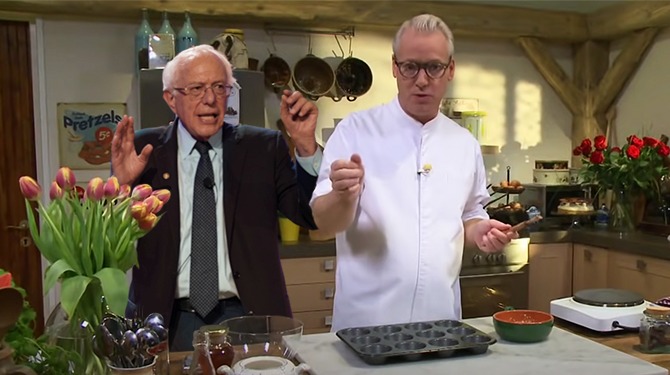 Bernie Sanders sluit Nederlandse tour af met bezoek aan 24 Kitchen