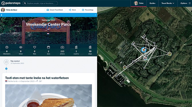 Ymke maakt Polarsteps aan voor weekendje Center Parcs
