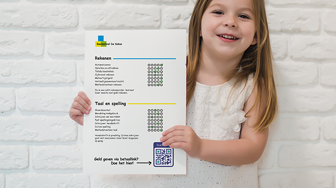 Rapporten basisscholen krijgen QR-code zodat familie en vrienden makkelijker geld kunnen geven