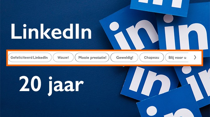 Feliciteer LinkedIn met een standaard berichtje dat de site al voor je heeft klaargezet