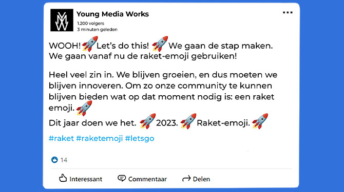 Let’s go! Bedrijf gaat raket-emoji gebruiken