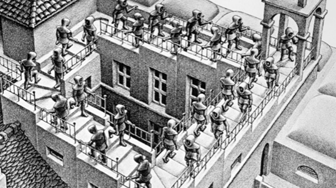 Man in Escher-tekening ‘is onderweg’