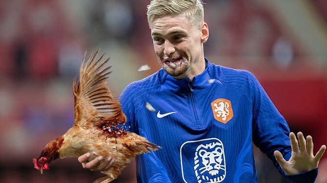 Taylor eet levende kip in aanloop naar volgende interland Oranje