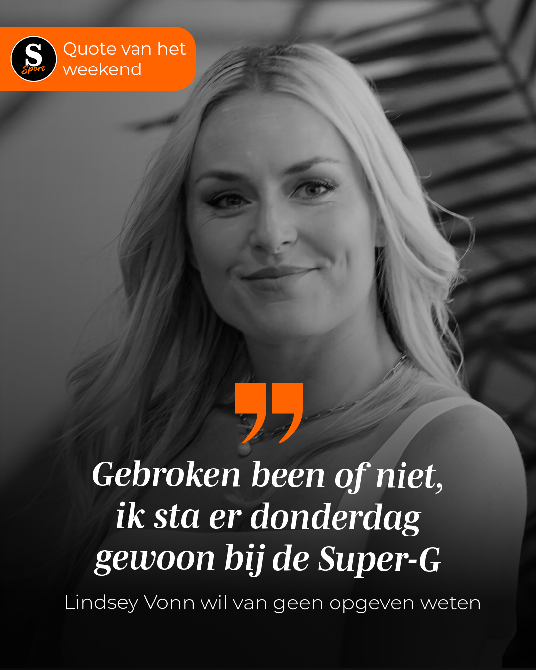 De Speld Sport Quote van het Weekend: Lindsey Vonn wil van geen opgeven weten