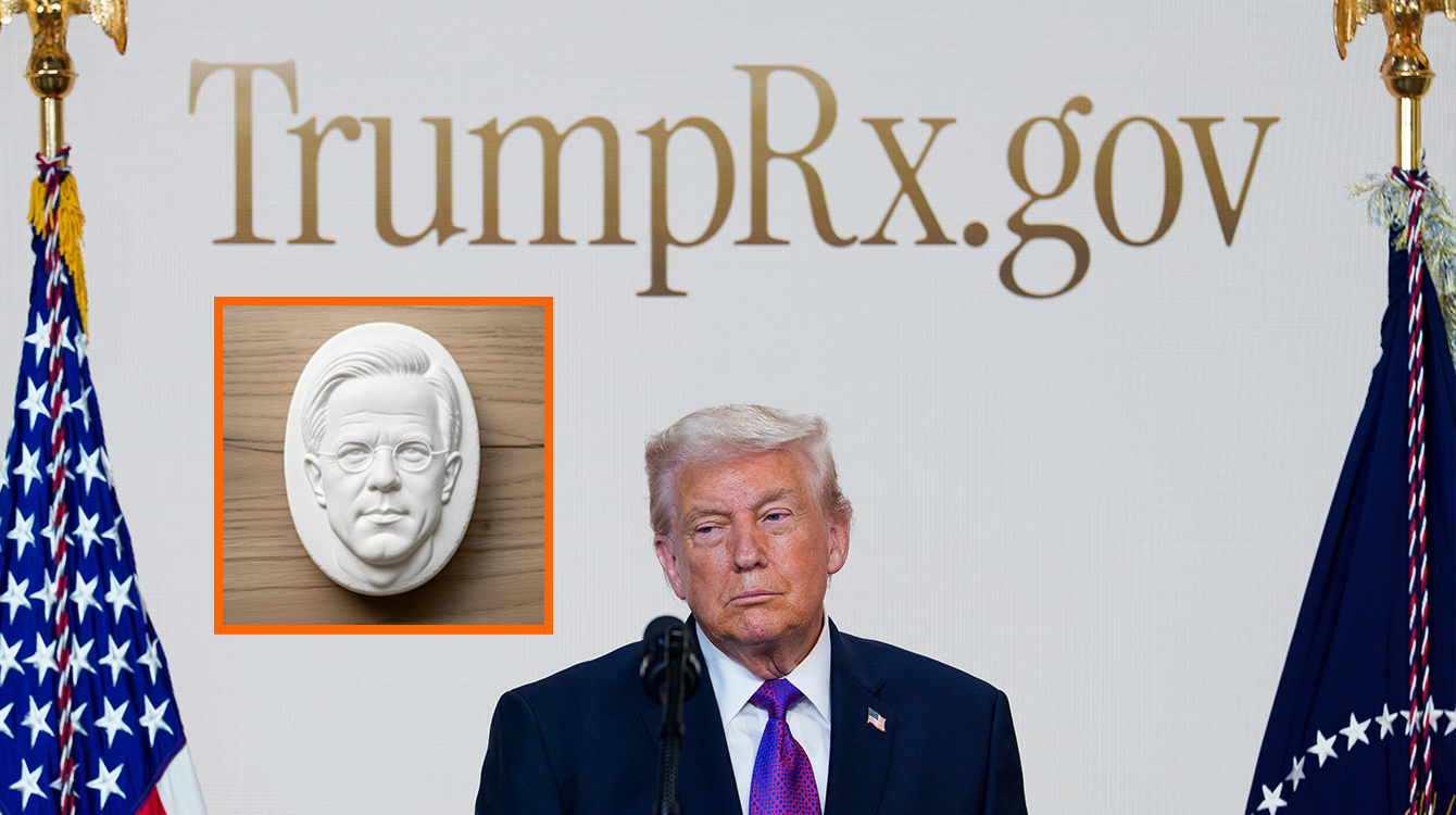 TrumpRx-medicijnen hoofdzakelijk rectale pillen met beeltenis Rutte