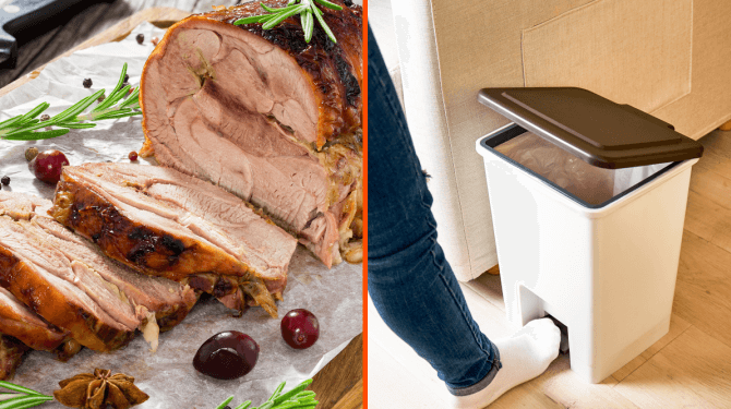 Toch een religieus element met kerst: familie offert halve rollade aan vuilnisemmer