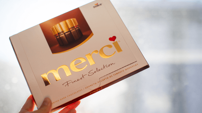 Hoe bedank je iemand die jou een doosje Merci heeft gegeven?