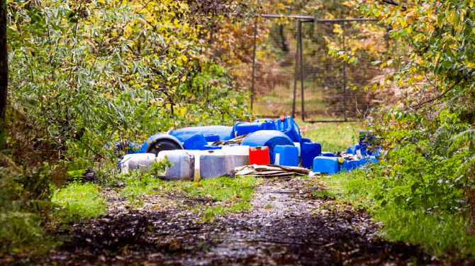 Drugsboeren mogen blauwe vaten voortaan op de 2e dinsdag van de maand langs het bos leggen