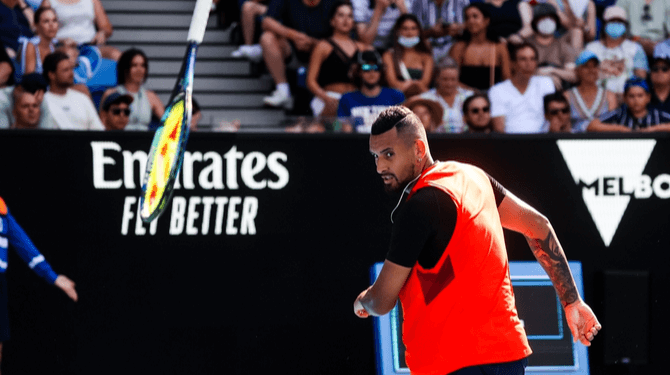 Ook Kyrgios smijt racket in de wilgen, wedstrijd inmiddels hervat